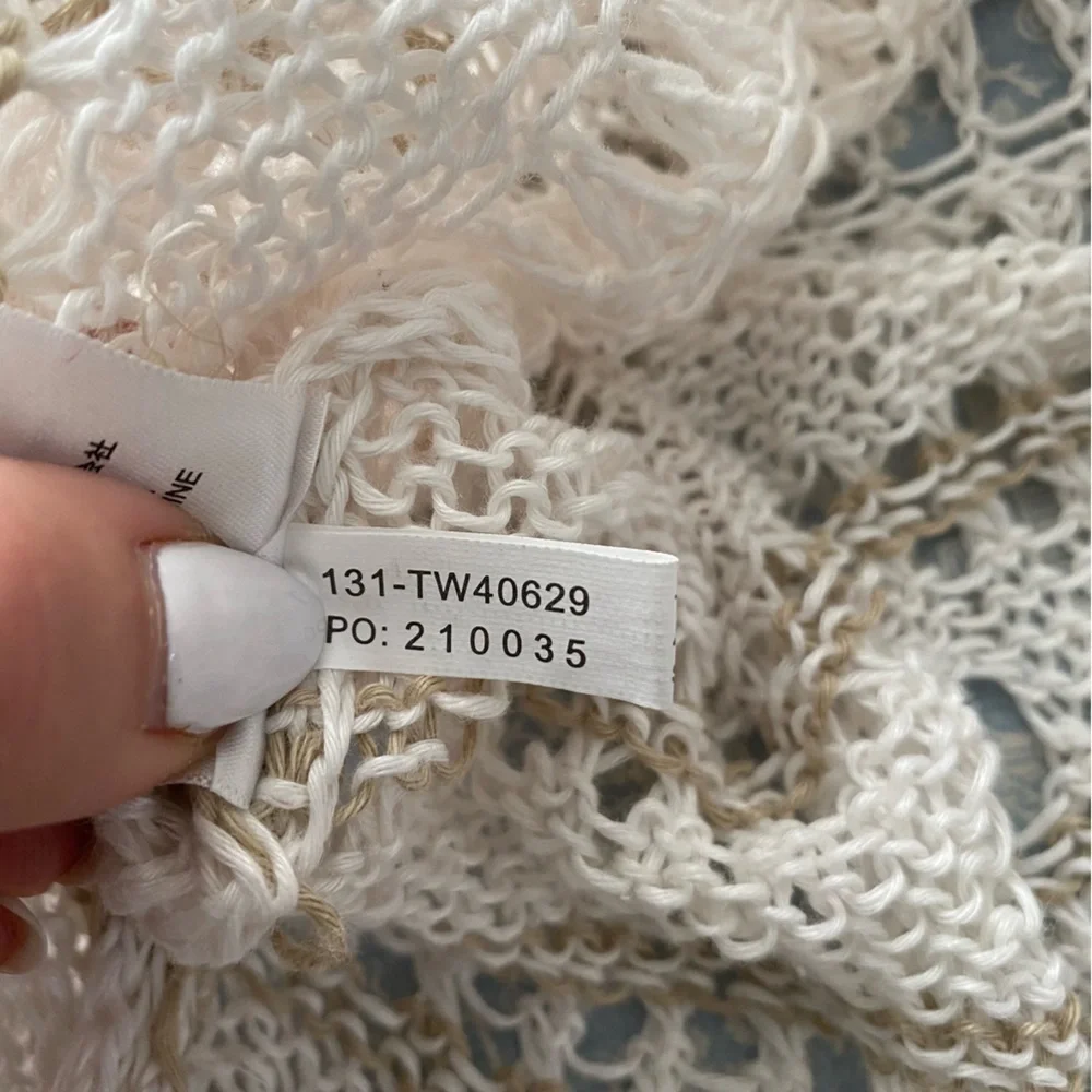Tommy Bahama Cream White Crochet Dress Linen CoverUp Long sleeve XS